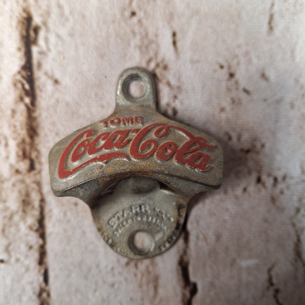 Vintage Coca-Cola Starr X Wall Mount Bottle Opener Cast Iron Tome Coca-Cola Red